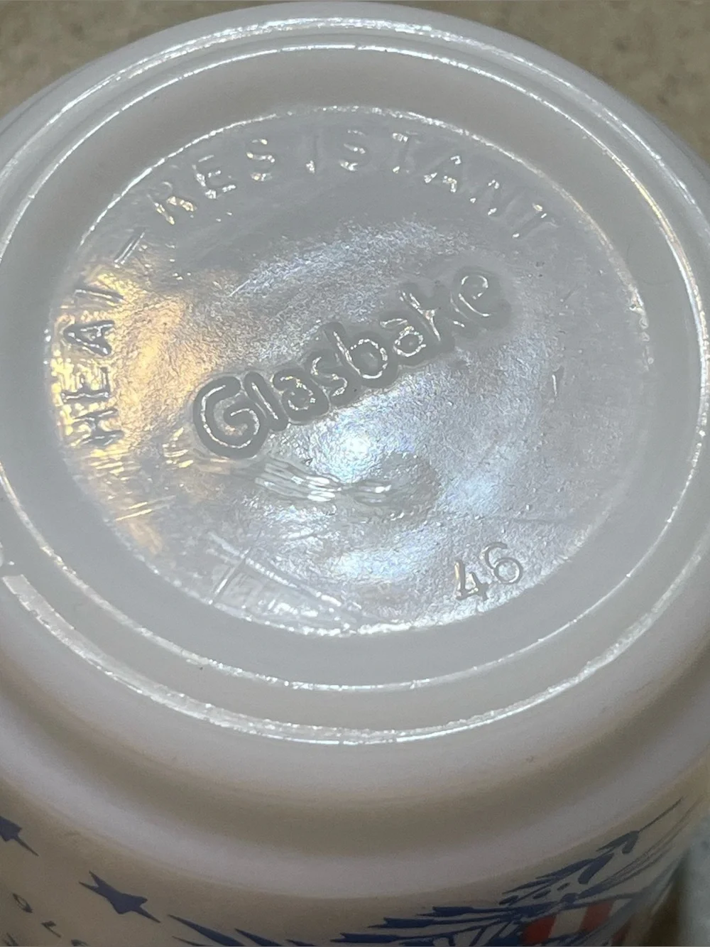 Vintage GLASBAKE Milk Glass Coffee Mug AMERICA 200 Year BICENTENNIAL 1976 1976